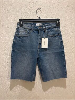 Cello Mid Wash High-Rise Denim Bermuda Shorts